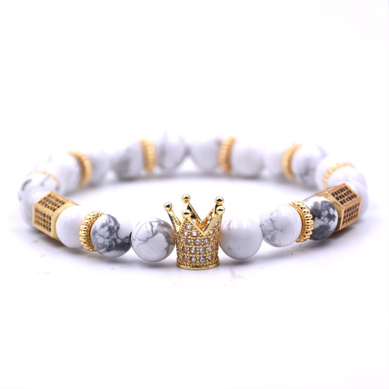 Wholesale Emperor Stone Beads Micropaved Zircon Crown Bracelet